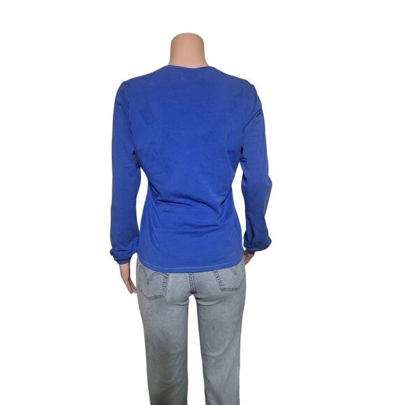 Pulp women's crew neck royal blue henley long sleeve top M - Picture 4 of 4